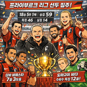 프라이부르크, 리그우승을 향해 질주중